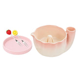 Self-Spinning Berry Washing Bowl Set with Drain Holes and 2 Fruit Forks Gradient Pink
