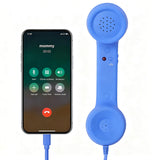 Retro Telephone Handset USB-C Wired Phone Receiver for Smartphones Computers Blue
