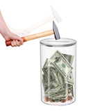 Round Clear Acrylic Piggy Bank Must Break to Open Money Box