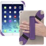 360 Degree Rotating Tablet Holder Stand with PU Leather Hand Strap Purple