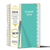 2026 A5 Planner Daily Weekly Monthly Organizer Notebook January–December Calendar Cyan