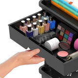 3 Tier Rolling Utility Cart Organizer with Removable Drawer for Bathroom Kitchen Black