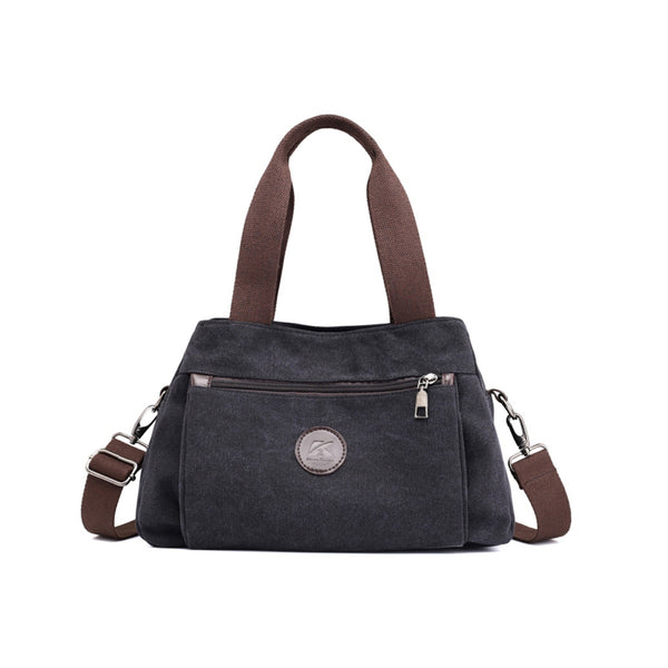 Crossbody Bag 3-Compartments Satchel Handbags Purse Messenger Shoulder Bag Black