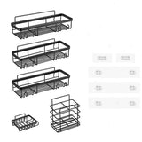 5Pcs Adhesive Shower Caddy Bathroom Wall Organizer Rack Black