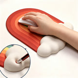 Rainbow Mouse Pad and Keyboard Wrist Rest Set Washable Silicone Memory Foam