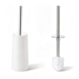2 PCS Toilet Brush Set with 304 Stainless Steel Handle and Holder White