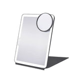 Dimming Folding Lighted Makeup Mirror Rechargeable Vanity Mirror with 10X Magnifying Mirror Black