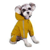 Waterproof Hooded Pet Raincoat with Reflective Stripe for Dogs Yellow