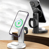 3-in-1 Wireless Magnetic Charging Station Charger Stand for iPhone Apple Watch AirPods Wireless Charging Phone White