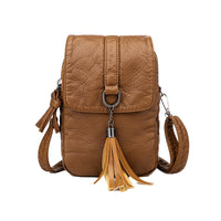 Women Mobile Phone Bag PU Leather Purse Wallet Shoulder Pouch Small Crossbody Bag Brown