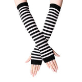 3 Pairs Long Fingerless Gloves Gloves Arm Cover Striped Cotton Wrist Sleeves Arm Warmer