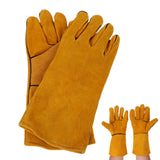 Double Layer Leather Welding Gloves Heat Resistant Fireproof Protective Safety Gloves Yellow