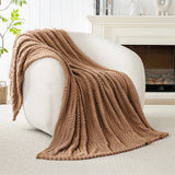 Soft & Fluffy Fleece Throw Blanket Perfect for Sofa Couch Chair Bed Living Room & Bedroom Brown