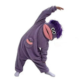 Plush Monster Onesie Pajamas for Adults Funny Costume Sleepwear for Home Lounge Movie Nights Party Purple