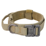 Heavy Duty Tactical Dog Collar Military Pet Collar With Metal Buckle Adjustable Khaki
