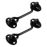 2Pcs Set Window Barn Door Latch Cabin Hook and Eye Brass Gate Shed Lock Black