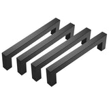 4PCS 12mm Square Stainless Steel Kitchen Cabinet and Door Handle Black