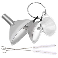 6PCS Stainless Steel Mini Funnels with Cleaning Brushes for Kitchen