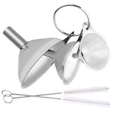 6PCS Stainless Steel Mini Funnels with Cleaning Brushes for Kitchen