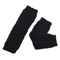 Women Knit Leg Warmers Winter Warm Long Boot Socks Black