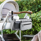 Universal Stroller Organizer with Cup Holder Travel Essential Caddy with Shoulder Strap Grey