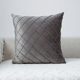 Velvet Cushion Cover Rhombus Pleated for Bedroom Sofa Window Seat Gray