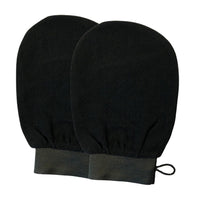 2Pcs Moroccan Exfoliating Gloves – 100 Percent Viscose Body Scrub Bath Mitts Black
