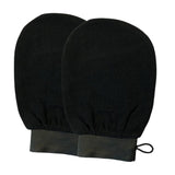 2Pcs Moroccan Exfoliating Gloves – 100 Percent Viscose Body Scrub Bath Mitts Black