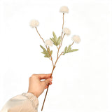 5 PCS Stem Cloth Dandelion Ball Artificial Flowers with Bendable Stems White