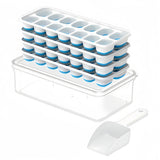 Large Capacity Ice Cube Tray Set with Storage Bin and Scoop Blue