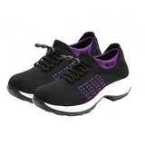 Lightweight Stretch Mesh Walking Shoes Slip On for Men and Women Black Purple