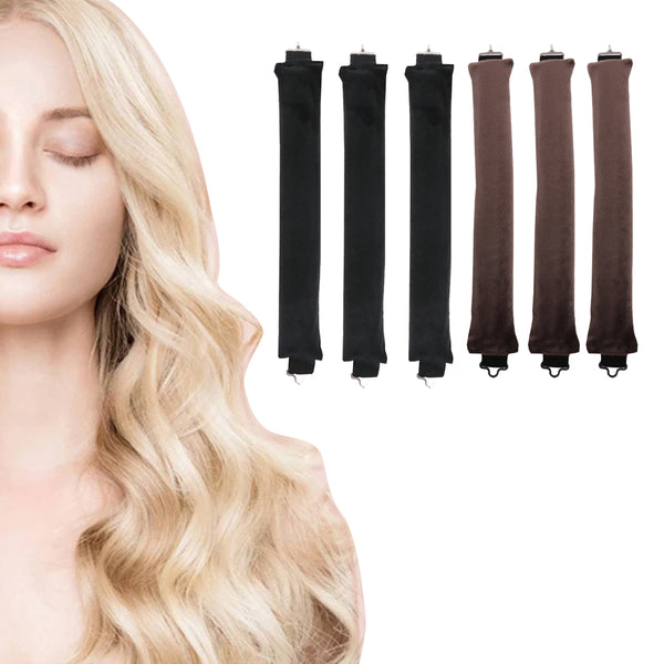 Set of 6Pcs Heatless Hair Curler Overnight Curls Rods with Hook Long Hair Styling Tools