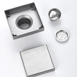 Square Shower Drain with Filter Detachable Stainless Steel Floor Drain for Shower Bathroom Silver