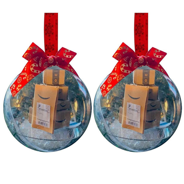 2Pcs Clear Funny Christmas Ornament Ball Hanging Decoration Home Office Party Supplies