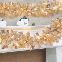 LED Maple Leaves Garland with Lights – Fall Decorations for Home and Christmas