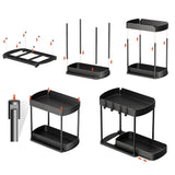 2Pcs Pull Out Storage Organizer Under Sink Shelf with 8 Hooks for Home Use