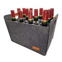 12-Compartment Bottle Wine Tote Bag Wine Carrier Tote Grey