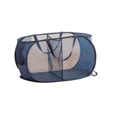 Popup Mesh Laundry Basket with 2 Compartments Folding Laundry Hamper Navy
