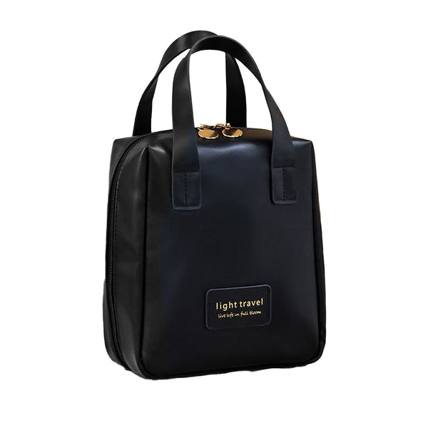 PU Leather Makeup Bag Travel Cosmetic Bag Multi-functional Toiletry Bag Daily Use Black