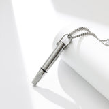 Mindfulness Breathing Necklace Stress Relief Pendant Stainless Steel Anxiety Breathe Necklace Silver
