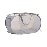 Popup Mesh Laundry Basket with 2 Compartments Folding Laundry Hamper Gray