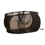 Popup Mesh Laundry Basket with 2 Compartments Folding Laundry Hamper Black