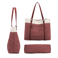 Women Tote Bag for Work Travel Canvas Laptop Handbag Shoulder Bag Red