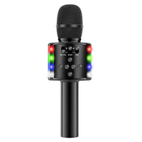 Wireless Bluetooth Karaoke Microphone with LED Lights Home Party Singing Mic Black
