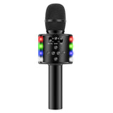 Wireless Bluetooth Karaoke Microphone with LED Lights Home Party Singing Mic Black