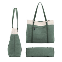 Women Tote Bag for Work Travel Canvas Laptop Handbag Shoulder Bag Green