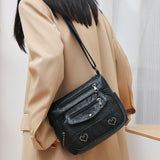 Crossbody Bag for Women Leather Messager Bag Large Capacity Shoulder Bag Black