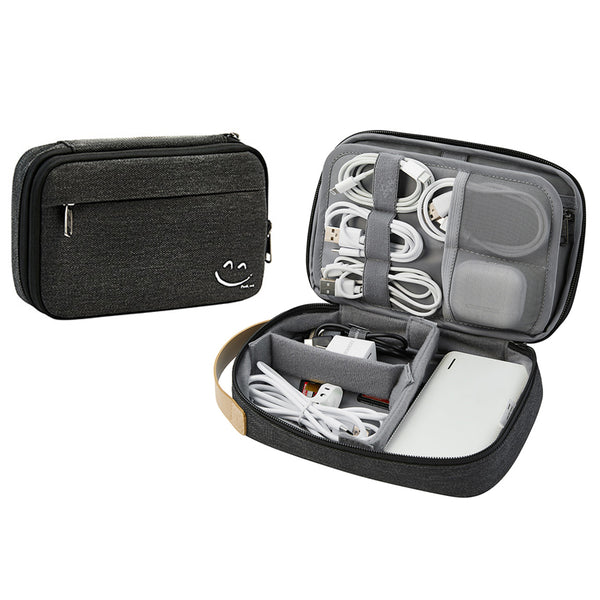 Portable Cord Organizer Travel Electronic Organizer Case for USB Cable Chargers Black