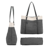 Women Tote Bag for Work Travel Canvas Laptop Handbag Shoulder Bag Gray