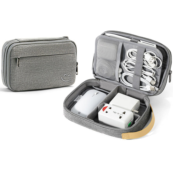 Portable Cord Organizer Travel Electronic Organizer Case for USB Cable Chargers Grey